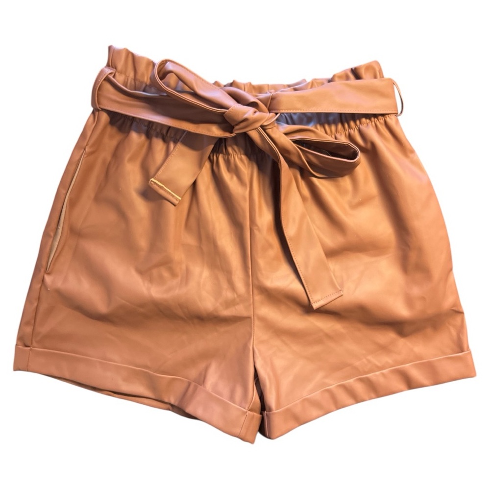 Riley + James Faux Leather Paperbag Shorts Size Small Tie Waist